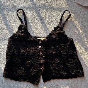 Lucky Brand Crochet Knit Top